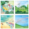 New Year 2024 Postage Stamps - Auspicious words on the meaningful backgrounds [Spot UV on the words]